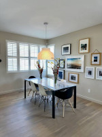 Dining Set: 6 Eames Chairs / 72” Room & Board Table - Marble Top - Steel Base