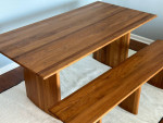 Hand Made Natural Teak Veneered Dining Table and Bench