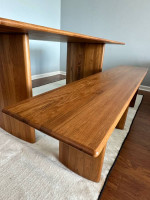 Hand Made Natural Teak Veneered Dining Table and Bench