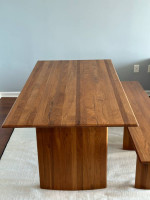 Hand Made Natural Teak Veneered Dining Table and Bench