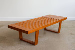 Solid Wood MCM-inspired Slatted Coffee Table or Bench - NOVA