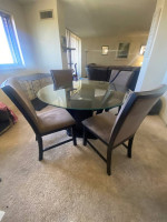 Glass top dining table