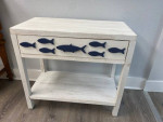 Adorable Whitewash Accent Table with Fish Design