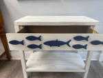 Adorable Whitewash Accent Table with Fish Design
