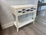 Adorable Whitewash Accent Table with Fish Design