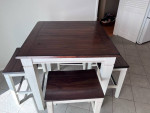 Cafe height kitchen table and stools