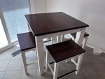 Cafe height kitchen table and stools