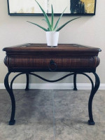 Beautiful classic Asian crafted antique table with fusion of wrought i
