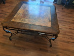 Table marble leather