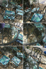 Outdoor glass table 4chairs fun