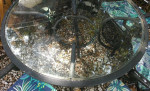 Outdoor glass table 4chairs fun