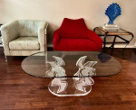 Lucite Coffee Cocktail Table Base Signed Muniz