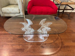 Lucite Coffee Cocktail Table Base Signed Muniz