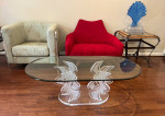 Lucite Coffee Cocktail Table Base Signed Muniz