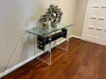Modern Double H Lucite and Glass Top Console Table, By Muniz