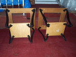 2 END TABLES Oak Color Living Room Furniture Table Set Glass Top