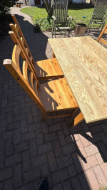 Solid wood table with IKEA chairs
