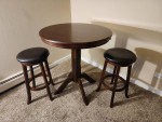 Pub Table Set with Two Chairs - Solid Wood - Expresso Finish