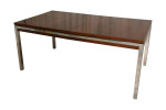 Mid Century Modern Florence Knoll Walnut and Chrome Dining Table
