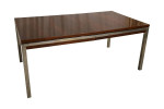 Mid Century Modern Florence Knoll Walnut and Chrome Dining Table