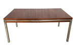 Mid Century Modern Florence Knoll Walnut and Chrome Dining Table