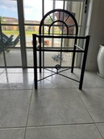 Art Deco Metal Table/Bedside Table with clear glass top