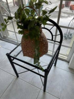Art Deco Metal Table/Bedside Table with clear glass top