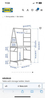 Ikea HÅVERUD Table with storage ladder, black
