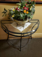 GLASS IRON HALL TABLE