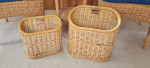 Wicker chairs w/cushions - table & magazine baskets