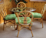 Wicker 42" glass top table - 4 chairs plus new cushions