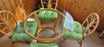 Wicker 42" glass top table - 4 chairs plus new cushions