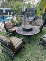 Outdoor fire pit table and chairs