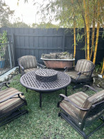 Outdoor fire pit table and chairs