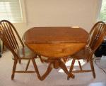 Drop leaf round table with 2 chairs