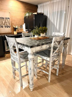 Farmhouse Distressed Height Table & Chairs.