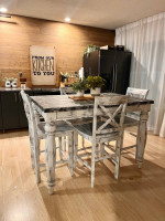 Farmhouse Distressed Height Table & Chairs.