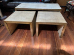 Mid century designer Dwell Studios coffee table and end tables stacking tables