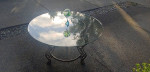 Circular Glass Table on a Bronze Base