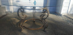 Circular Glass Table on a Bronze Base