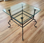 Glass and Wrought Iron End Table