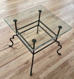 Glass and Wrought Iron End Table