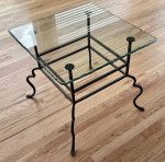 Glass and Wrought Iron End Table