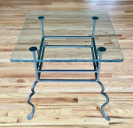 Glass and Wrought Iron End Table