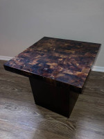 1970s Modern Burlwood Marquetry End Table Style of Sandro Petti Italy