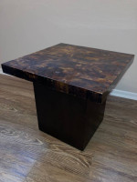 1970s Modern Burlwood Marquetry End Table Style of Sandro Petti Italy