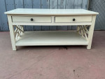 White Coffee Table With Two Drawers In Good Condition