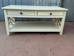 White Coffee Table With Two Drawers In Good Condition