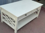 White Coffee Table With Two Drawers In Good Condition