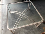 Square glass top, metal frame coffee table